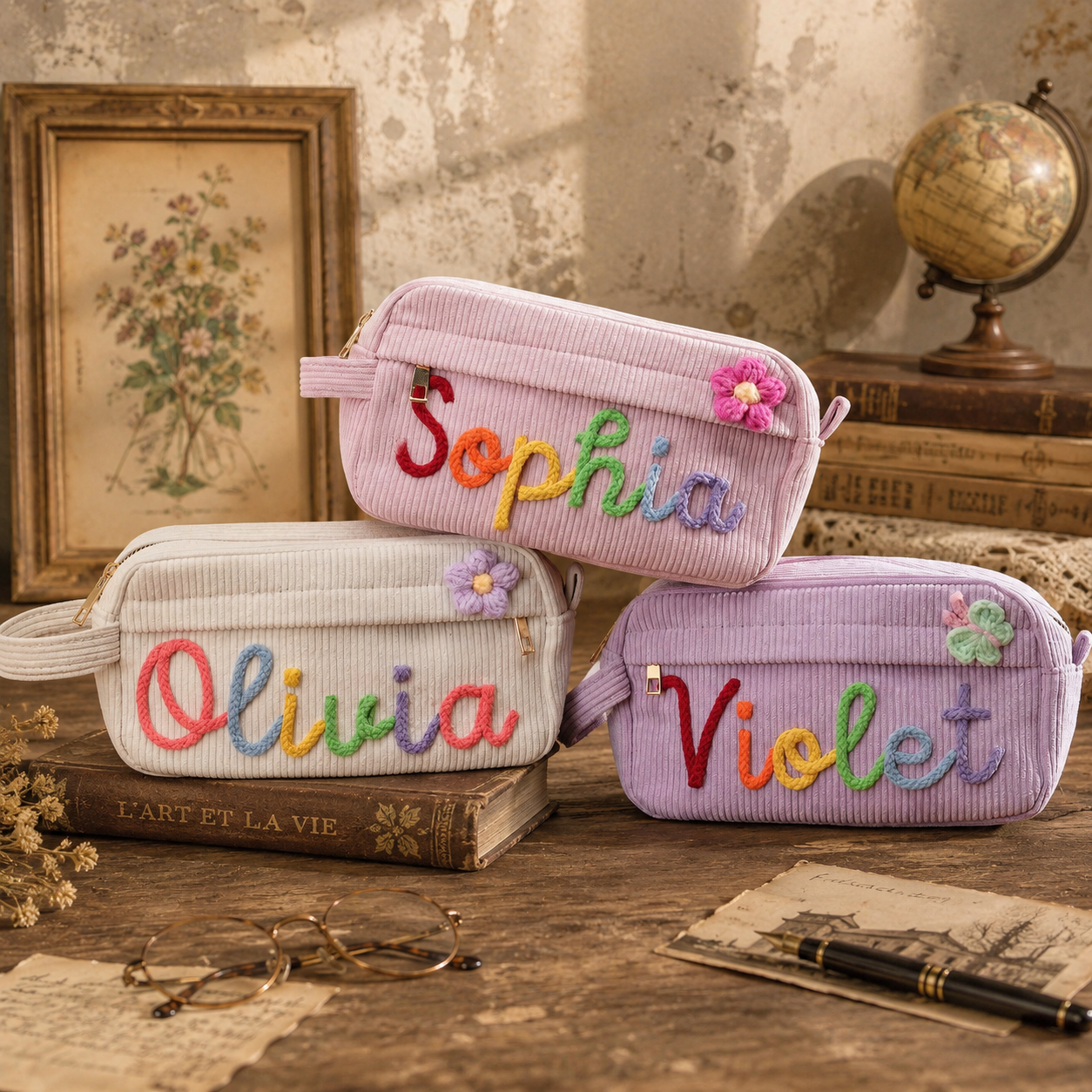 Personalized Name Corduroy Pencil Case | MOOBOOM – mooboom