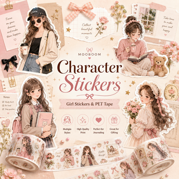 Character PET Stickers & Tape for Journaling