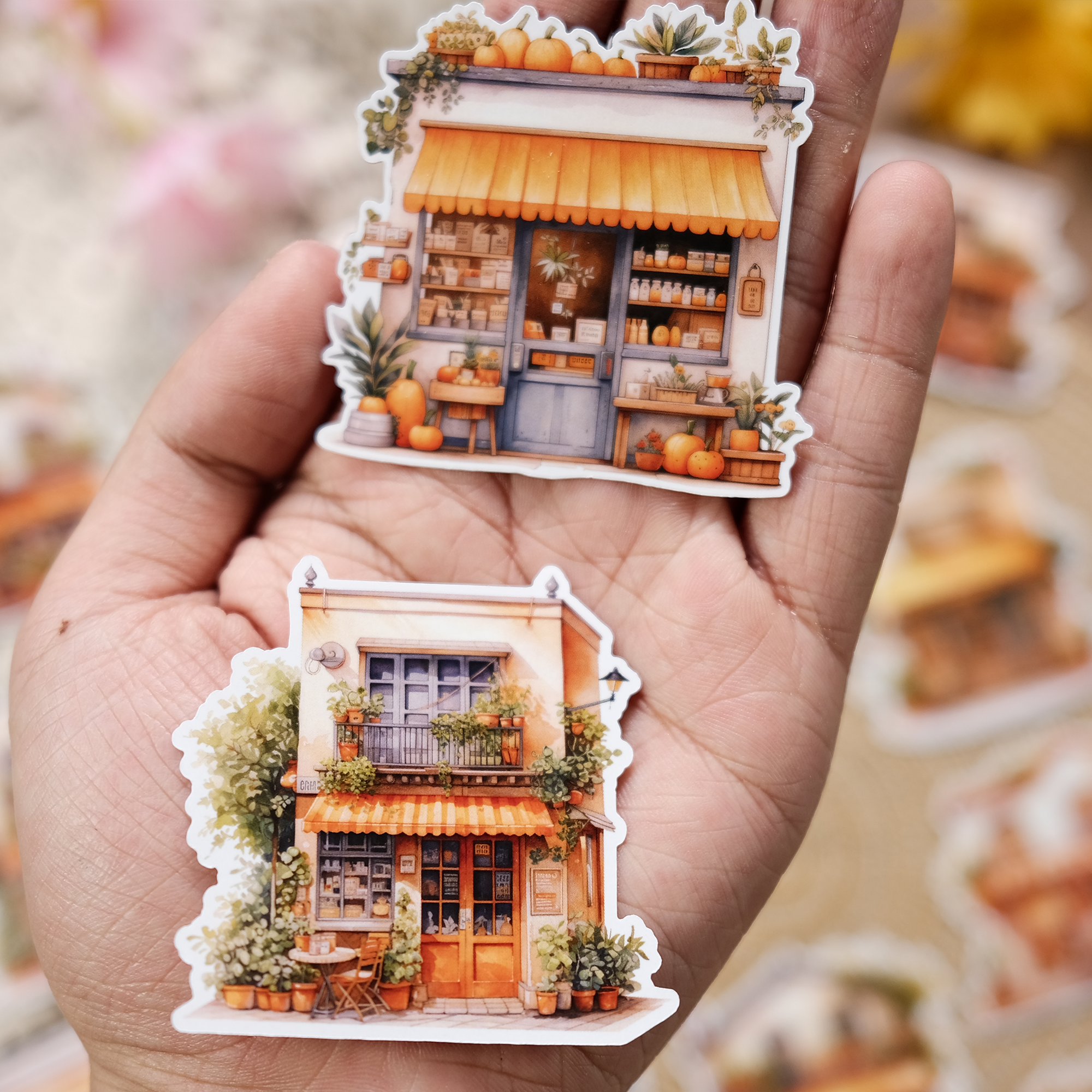 Orange house Sticker | MOOBOOM Design