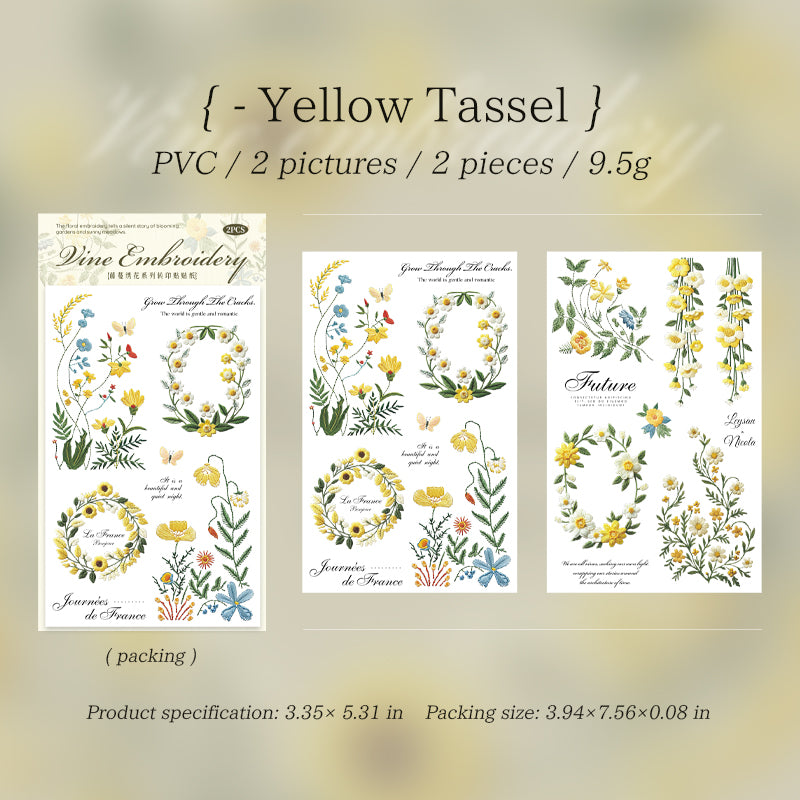 Vine and Embroidery Floral Transfer Sticker