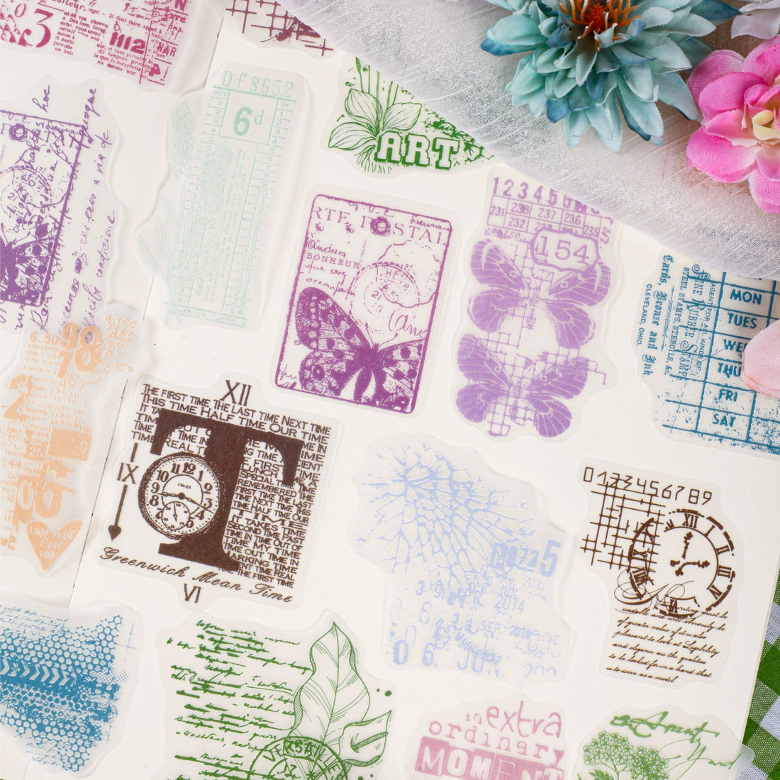 Vintage Text Parchment Paper Stickers