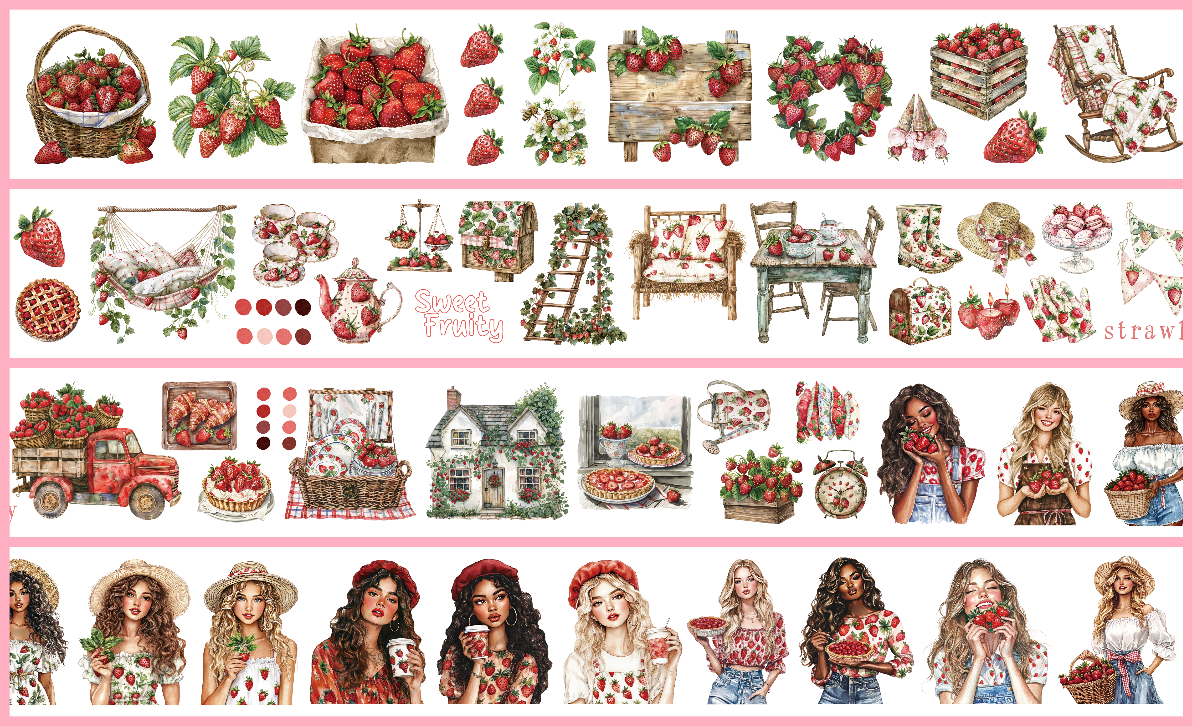 Sweet Fruity Pre-cut PET Tape | No.34 | MOOBOOM Design