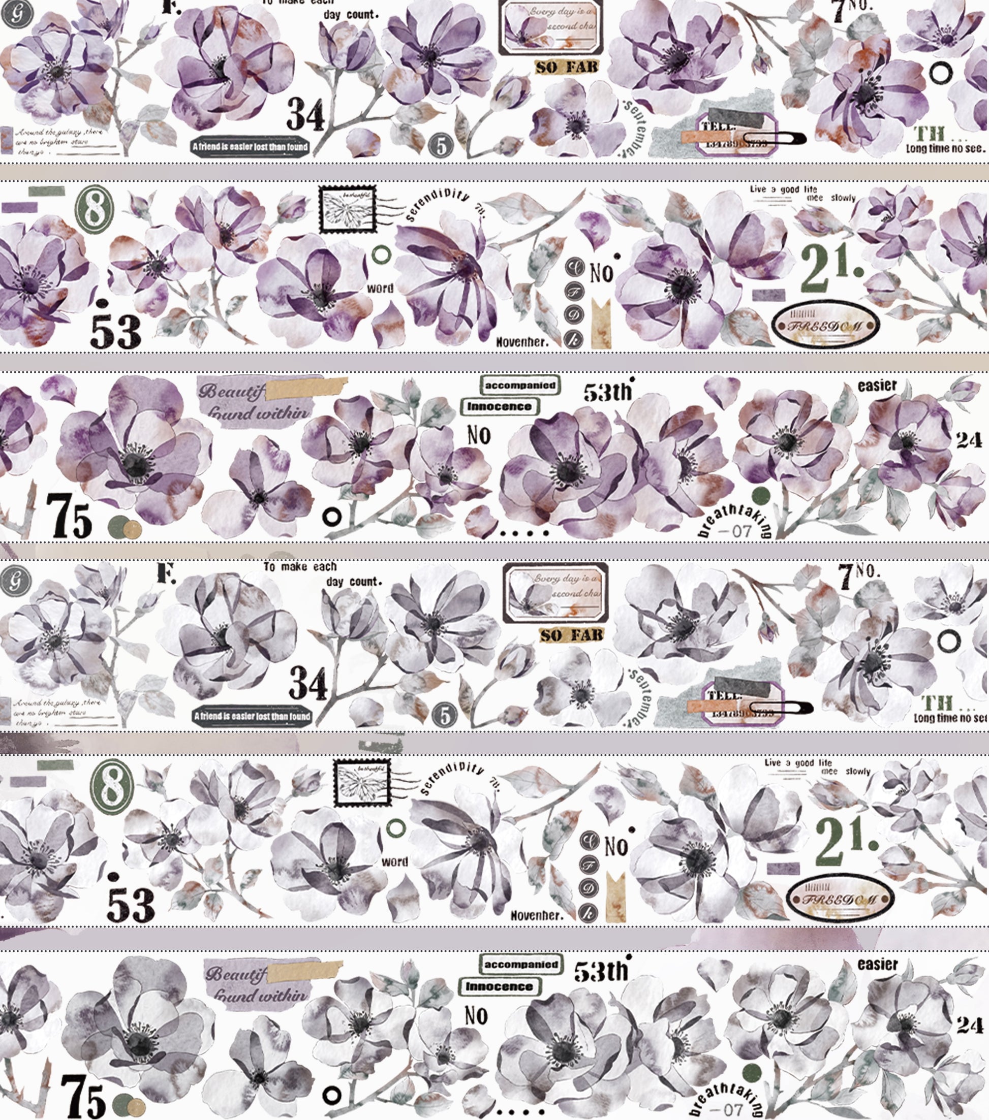  Flower Shadow PET Tape | Beautiful washi tape For bujo & scrapbooking