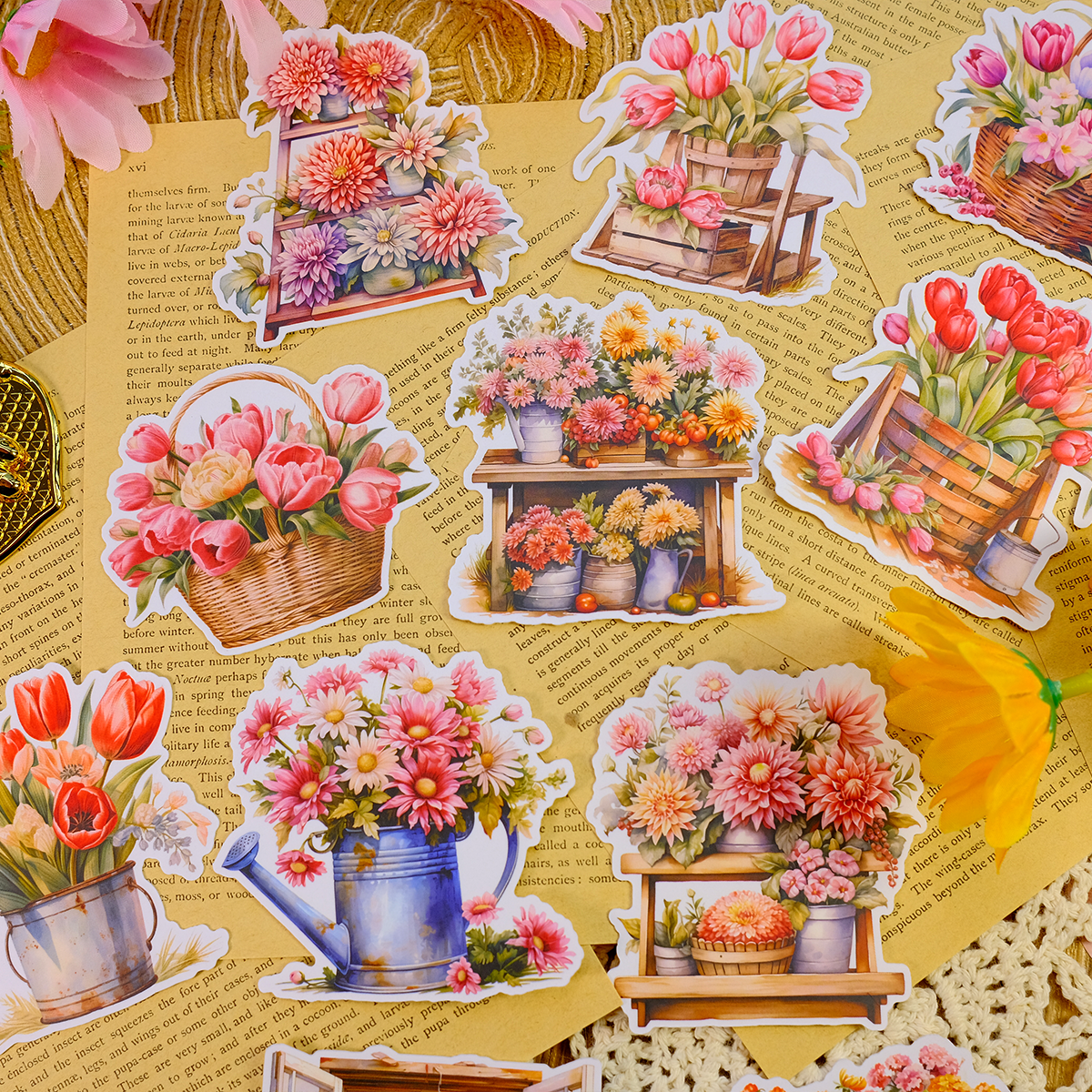 Flower Basket Stickers | MOOBOOM Design