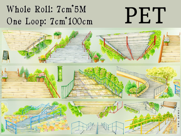 【ZERO】Green Staircase Landscape PET Tape