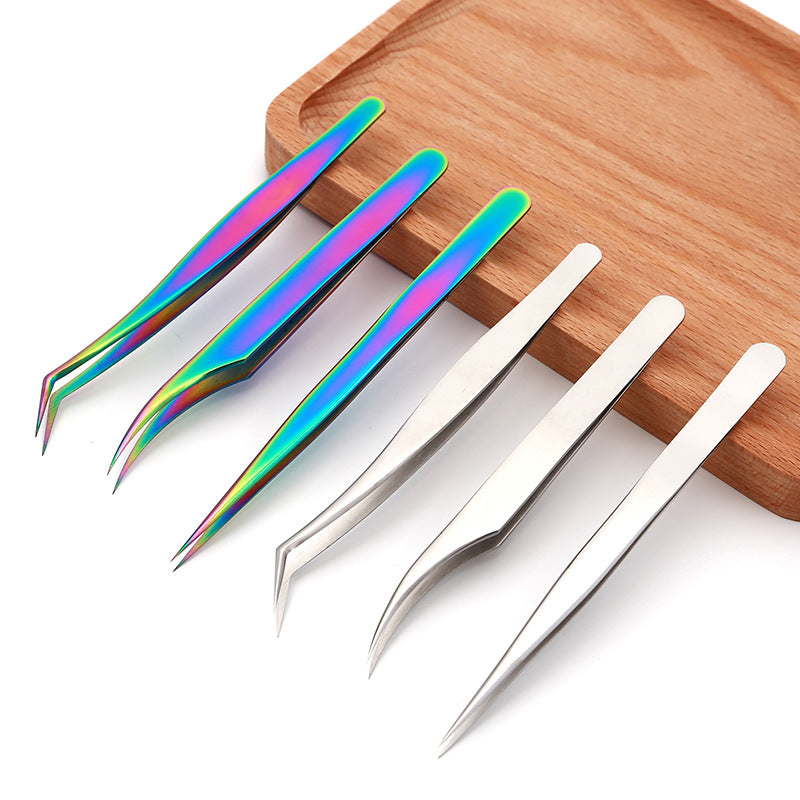 Silver & Multicolor Sticker Tweezers with Box