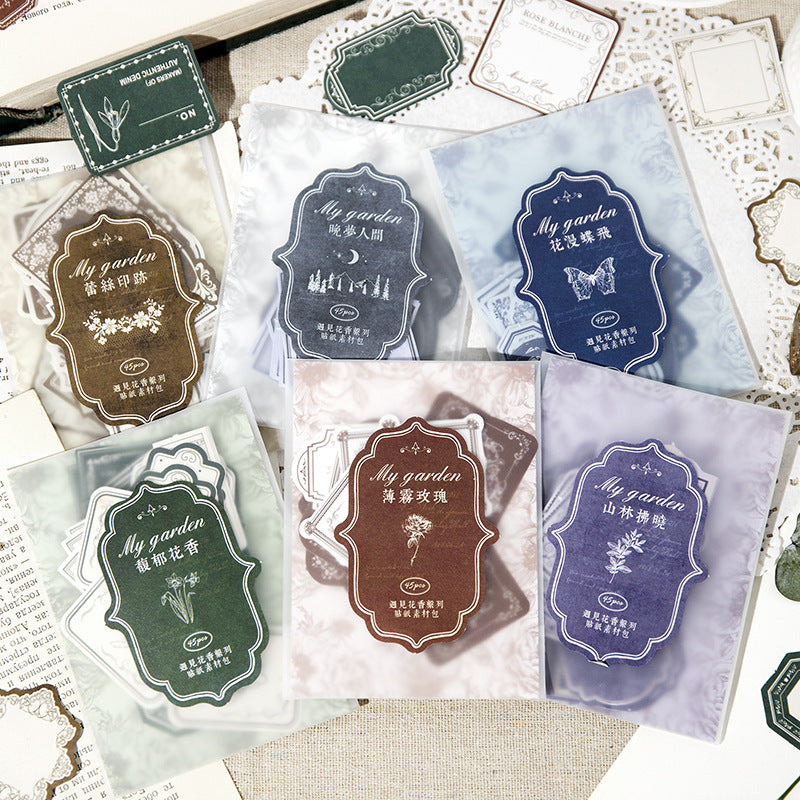 YANJI Meet Flowers Vintage Label Stickers