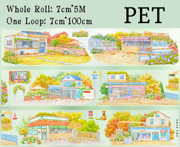 【ZERO】Cozy Autumn Cottage Landscape PET Tape