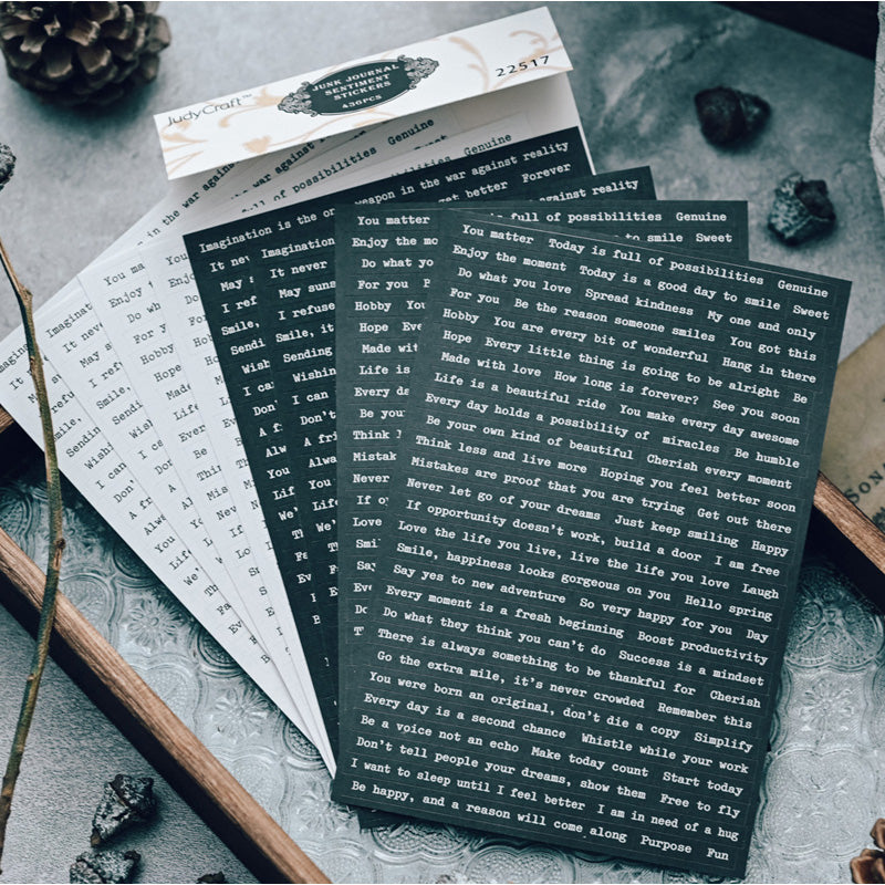 Aufkleber mit Phrasen im Vintage-Stil