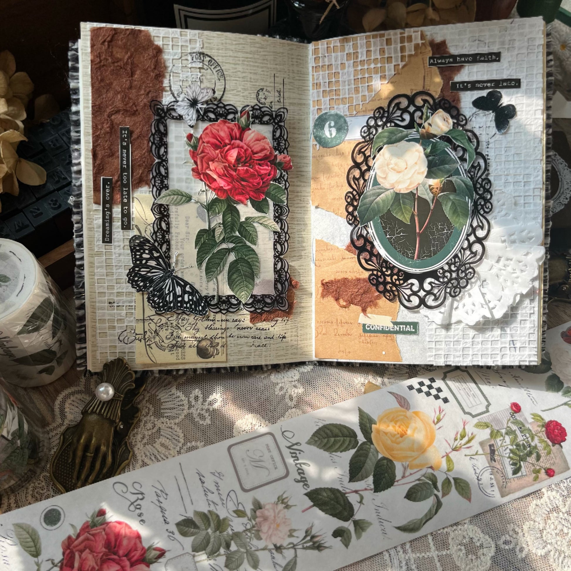 Scrapbooking Vintage Floral Pattern PET Washi Tape