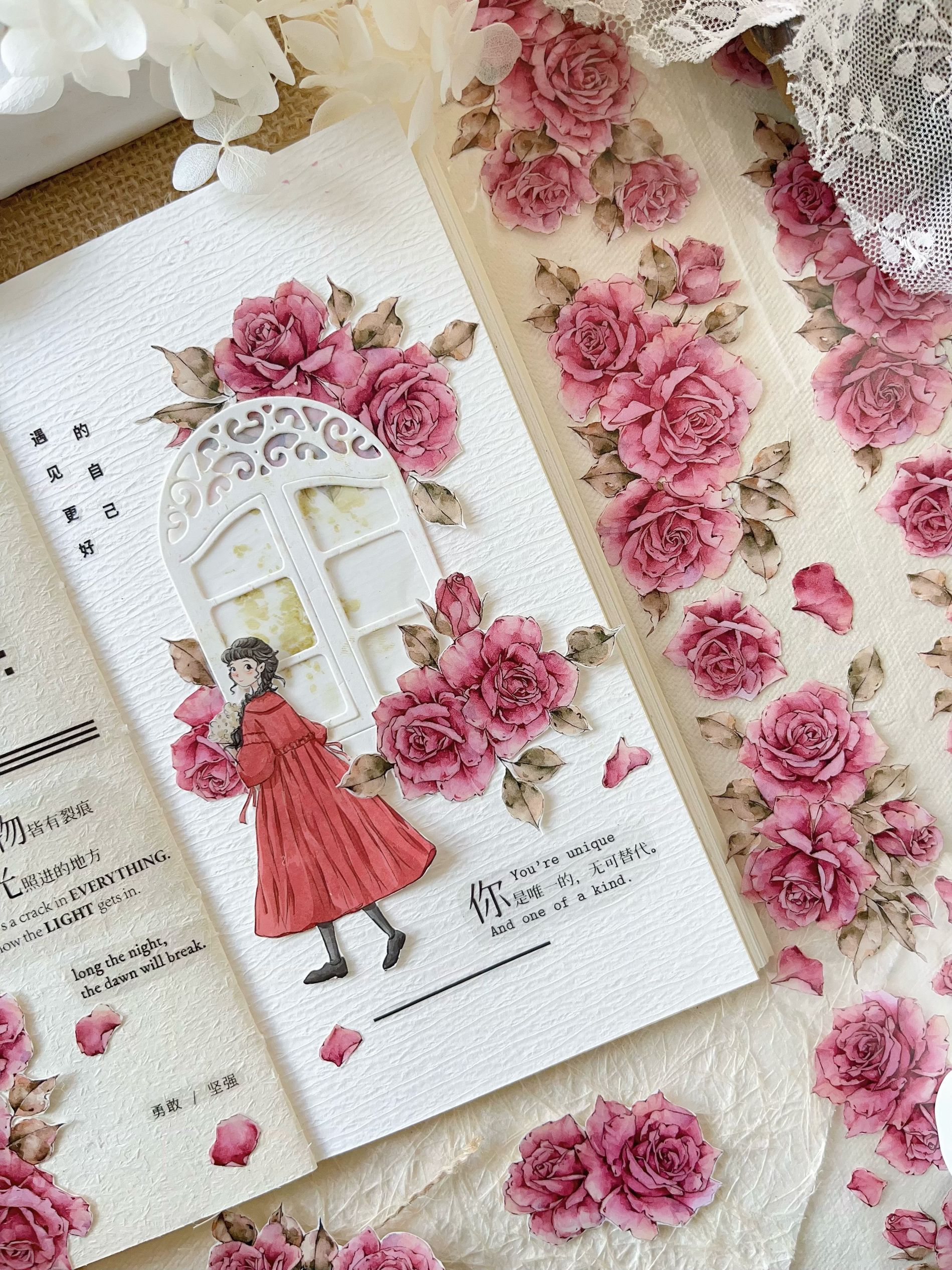 Pink Flower PET Tape (5.5cm*100cm）