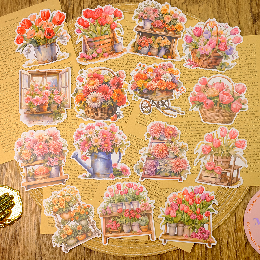 Flower Basket Stickers | MOOBOOM Design