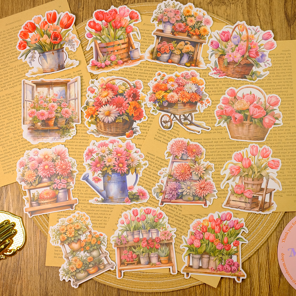 Flower Basket Stickers | MOOBOOM Design