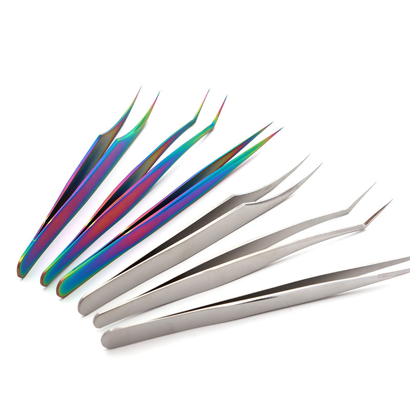 Silver & Multicolor Sticker Tweezers with Box