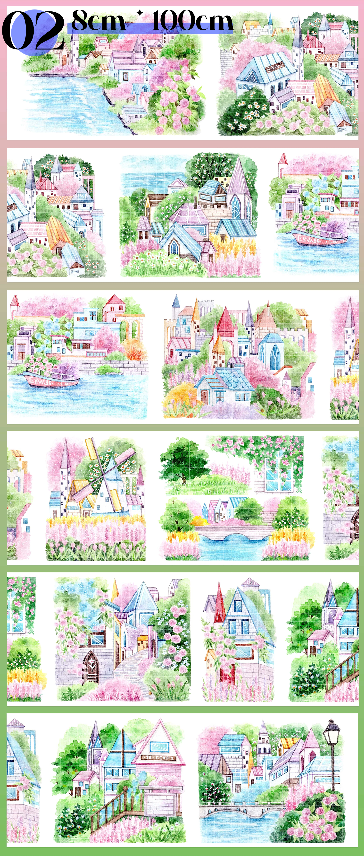 【BOBOYU】 City/Transport/Grassland/Castle Landscaping PET Tape