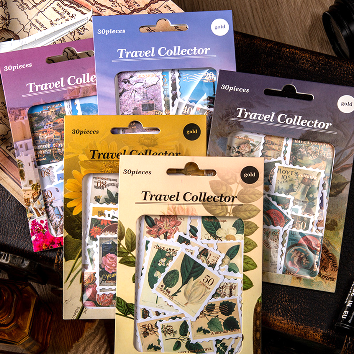 Travel stamp collector Foil Stickers