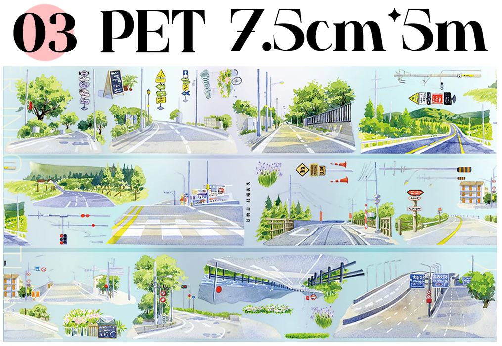 【ZERO】Transport/Vehicle/Highway/Street Landscaping Tape(13 Styles)(Whole Roll Tape)