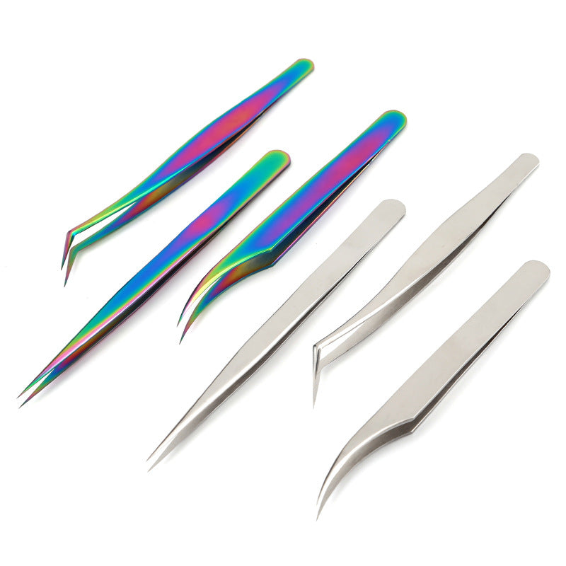 Silver & Multicolor Sticker Tweezers with Box