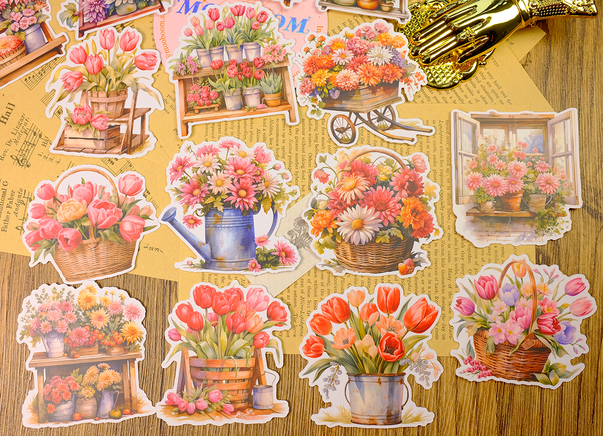 Flower Basket Stickers | MOOBOOM Design