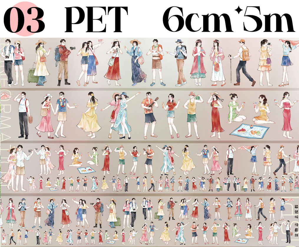 【ZERO】Modern character / Boys and Girls Landscaping Tape (9Styles) (Whole Roll Tape)