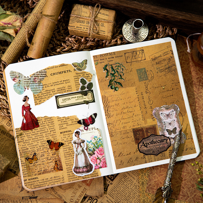 Nostalgic Time Series Journal Collage Decorative Paper