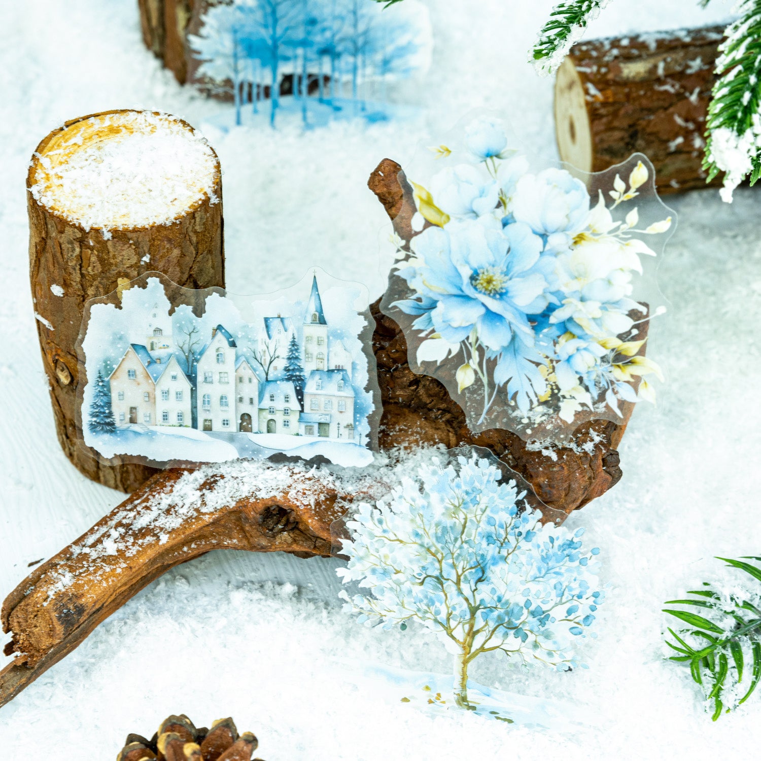 Large size winter Christmas scenery Stickers
