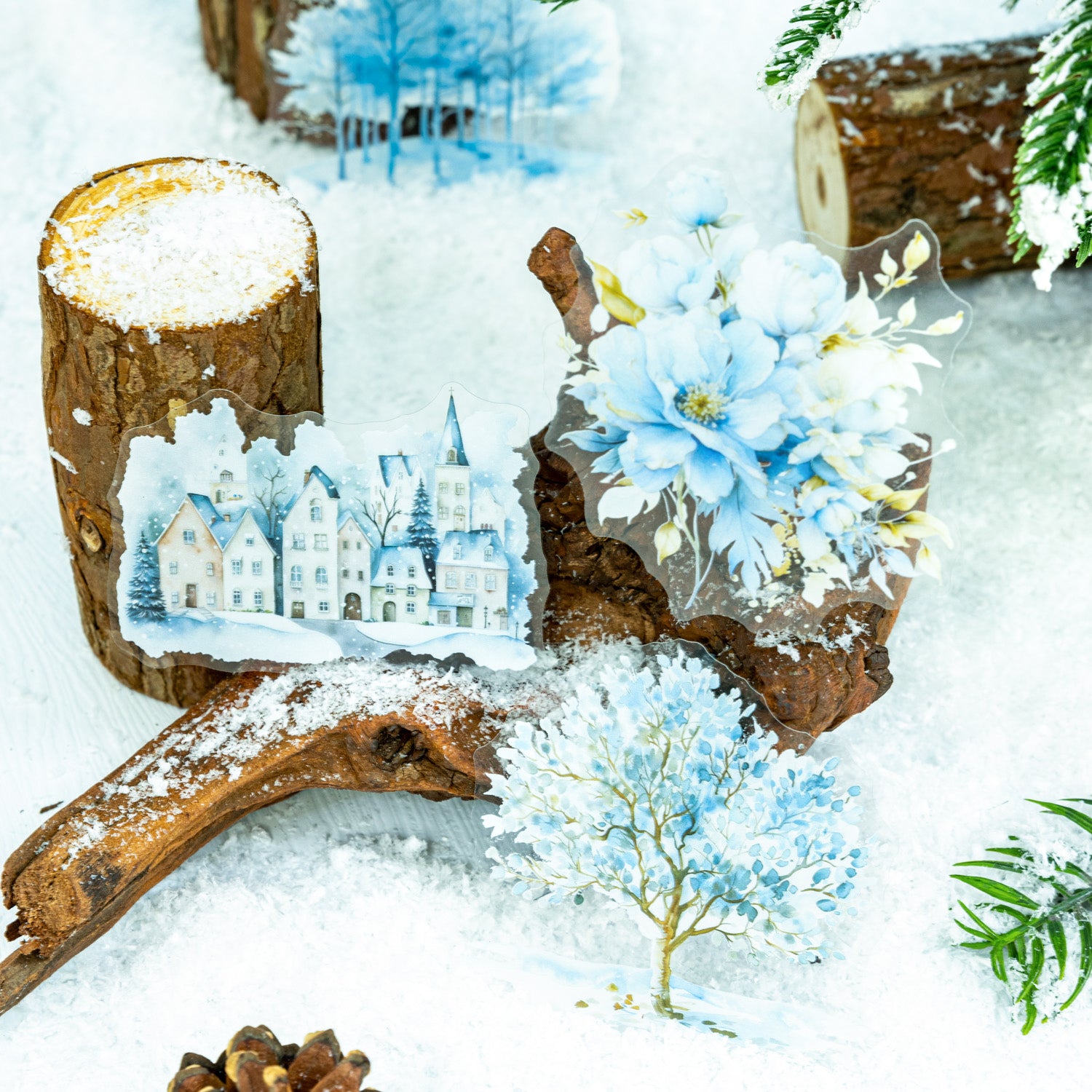 Large size winter Christmas scenery Stickers