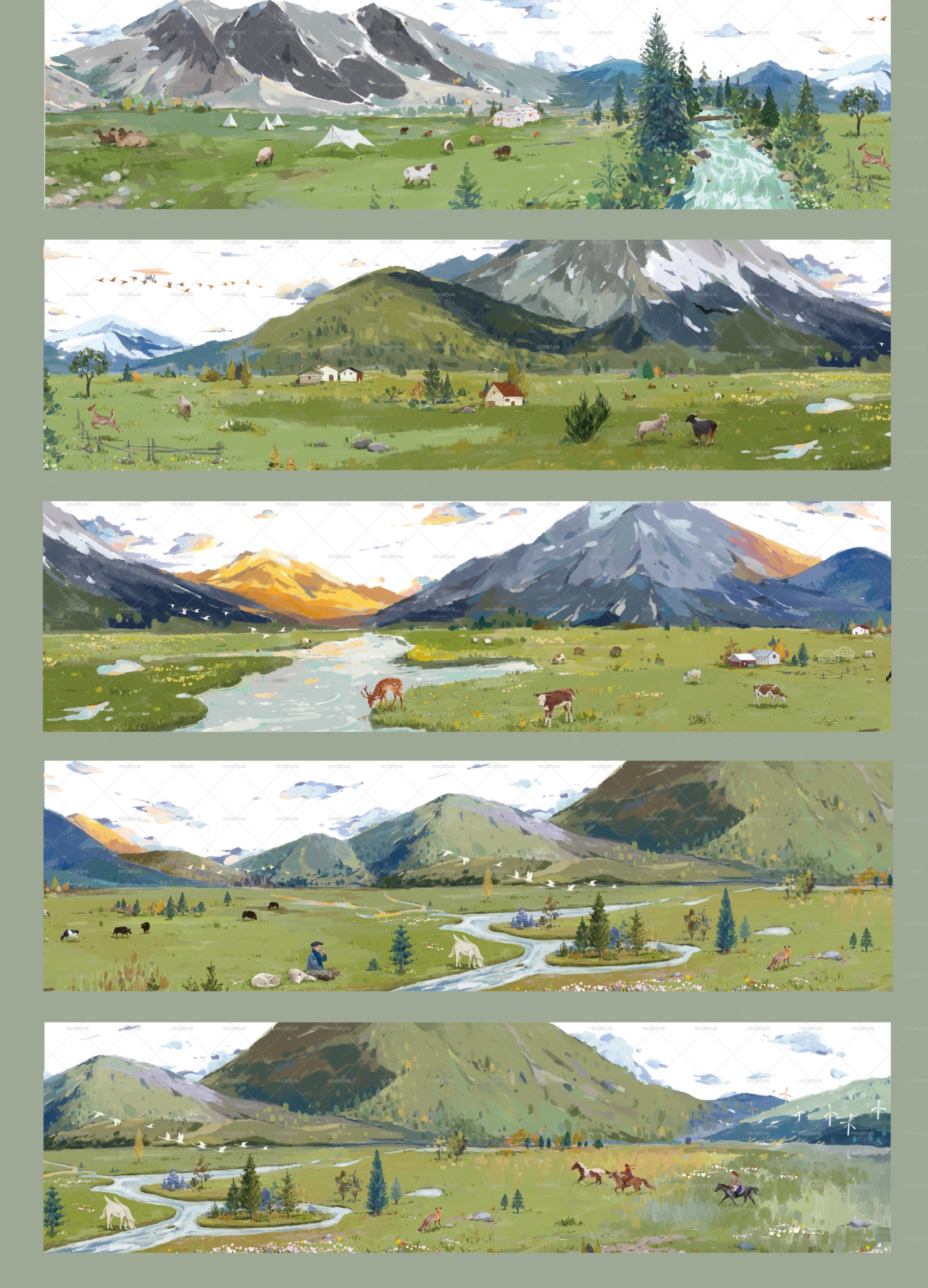 Mountains and Rivers Scenery Tape