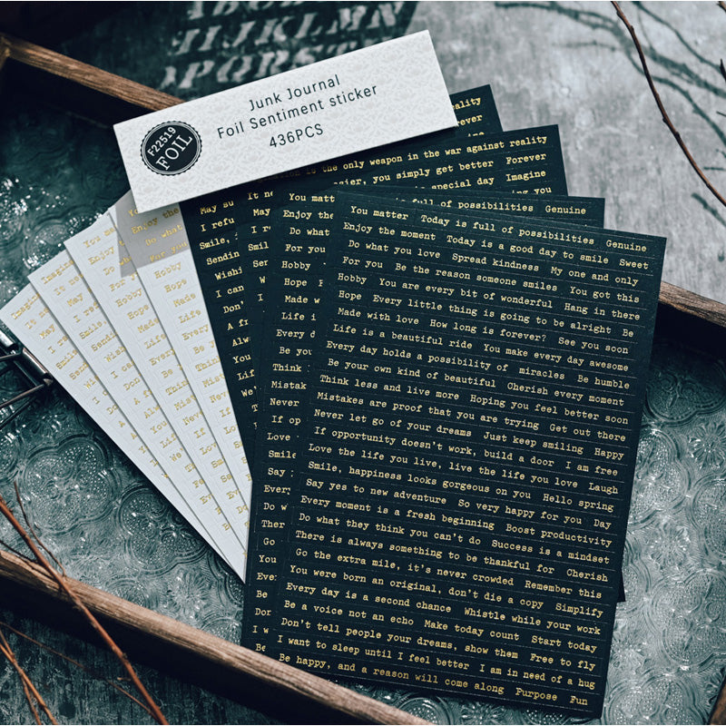 Aufkleber mit Phrasen im Vintage-Stil