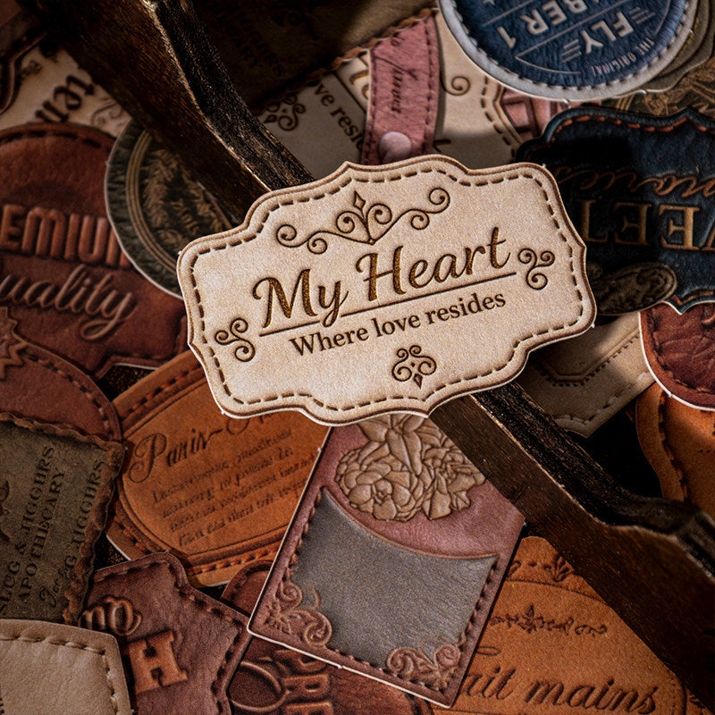 Suede Letter Paper Style Simulated Leather Labels Rigid Cards