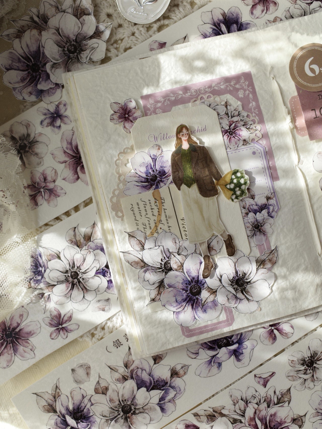 Scrapbook Silver Lotus PET Washi Tape