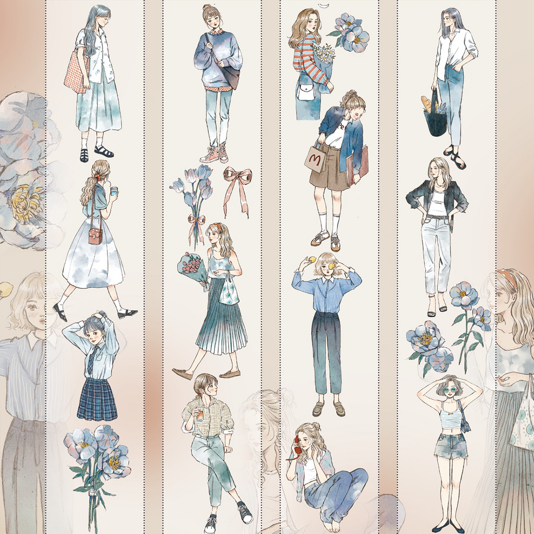 Girls' Daily Outfit Washi PET Tape