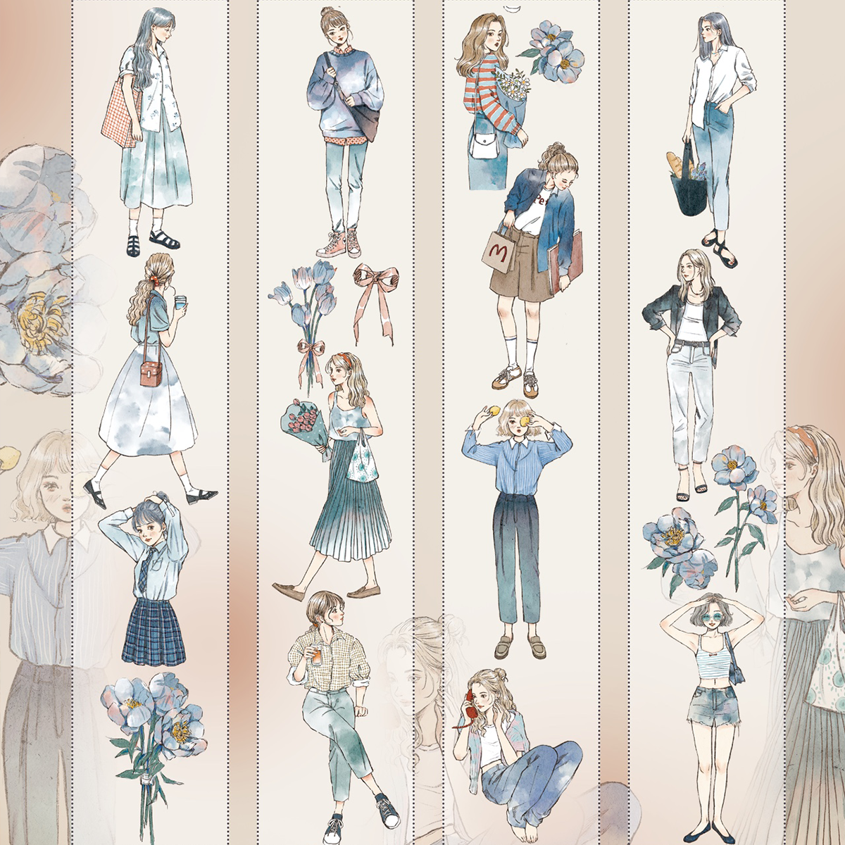 Girls' Daily Outfit Washi PET Tape