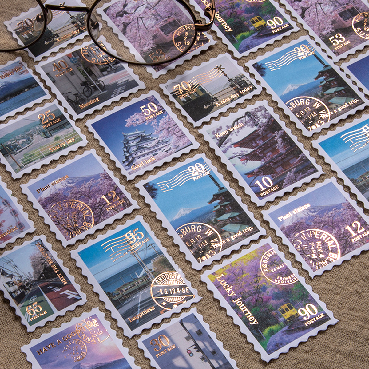 Travel stamp collector Foil Stickers