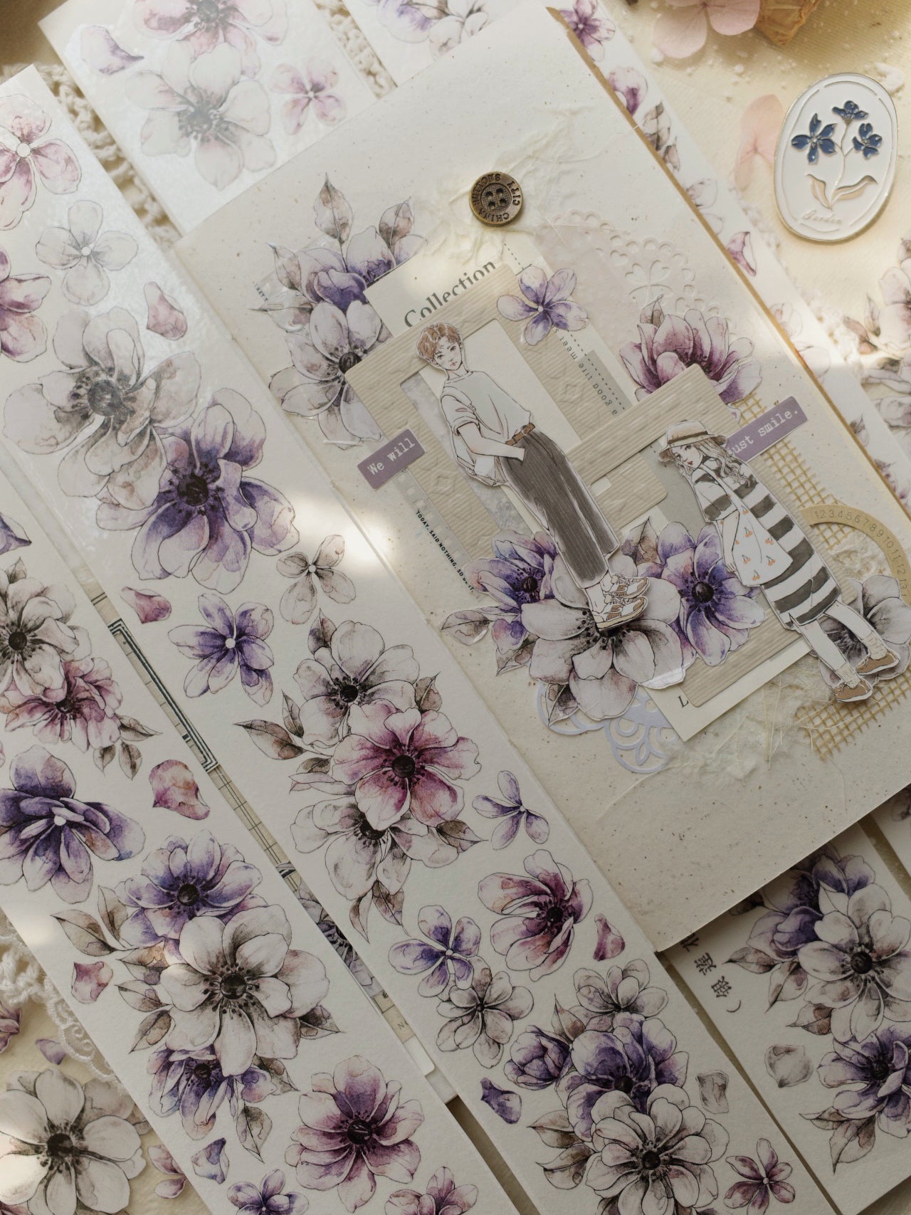 Scrapbook Silver Lotus PET Washi Tape