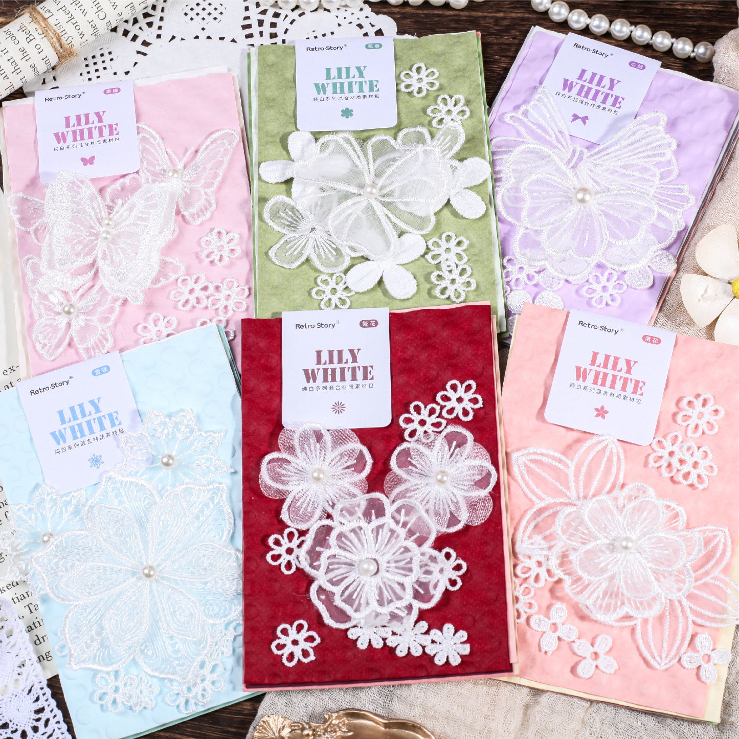 Pure White Series Lace Flowers Scrapbooking Paper