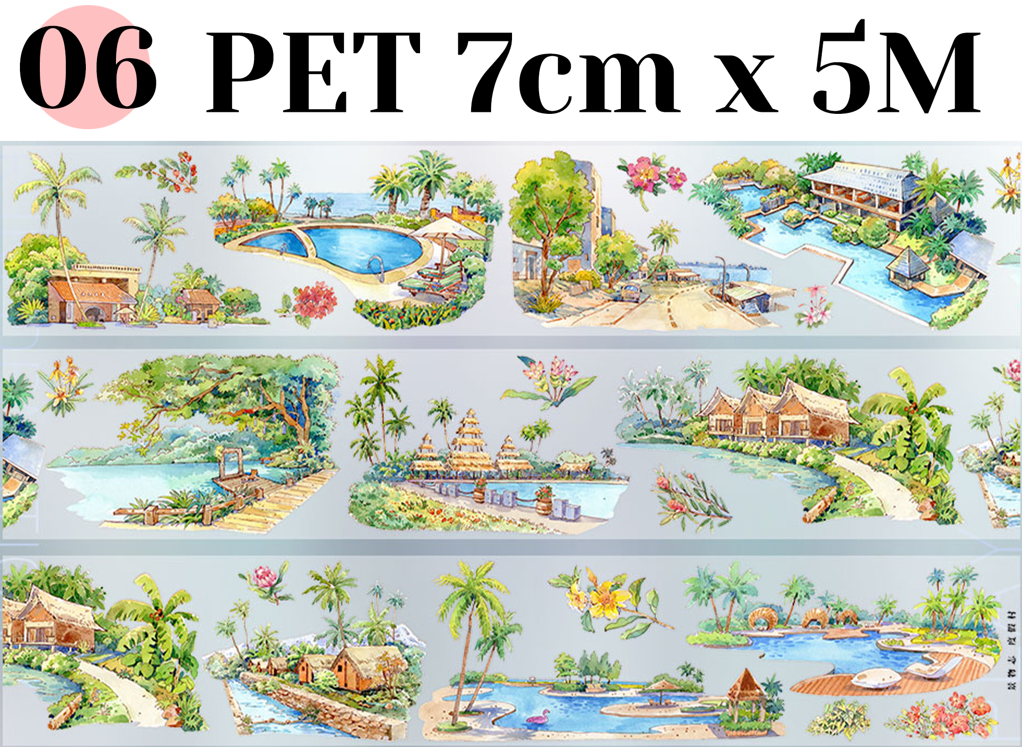 【ZERO】Summer Beach Landscaping Tape(11 Styles)(Whole Roll Tape)