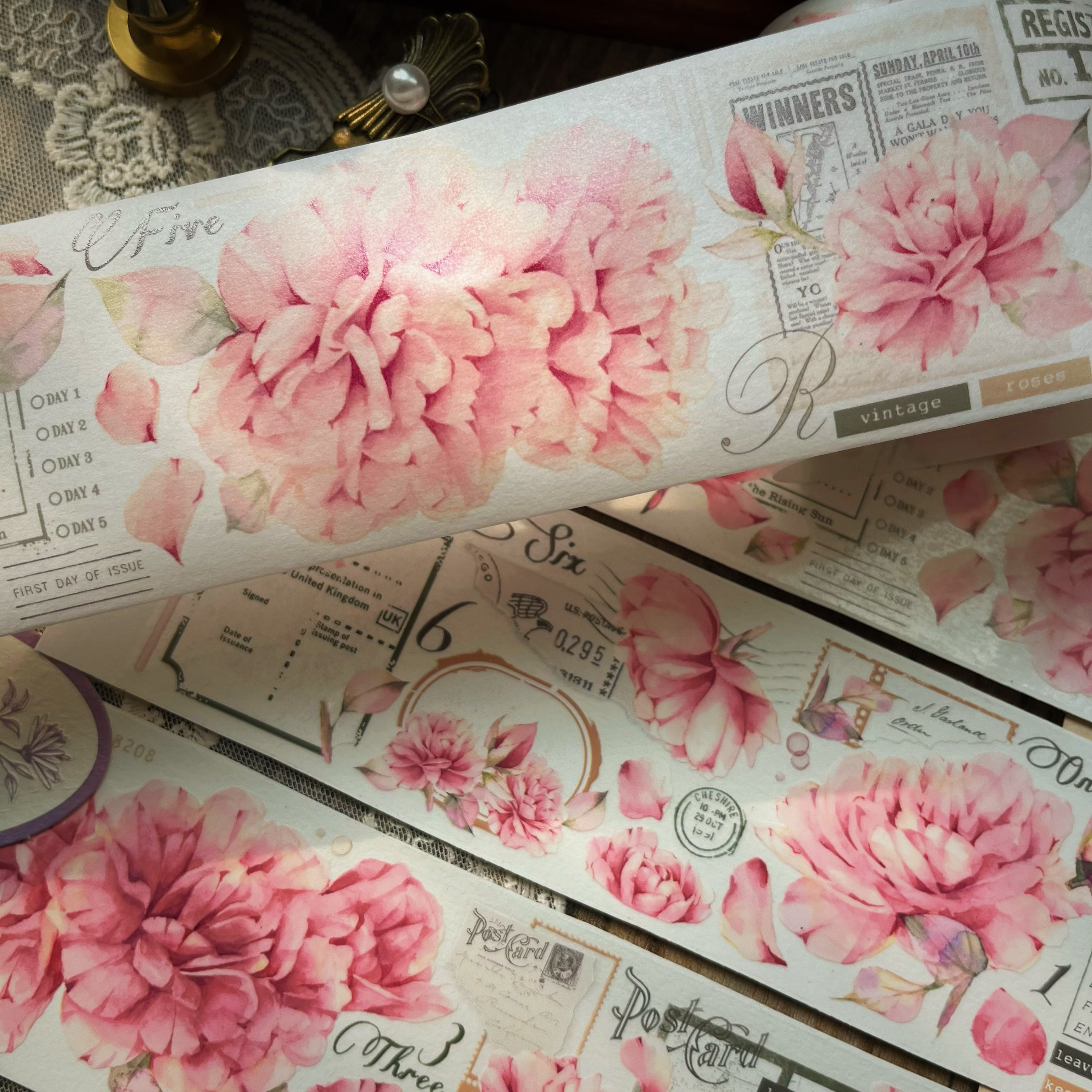 Vintage Pink Flower Tape