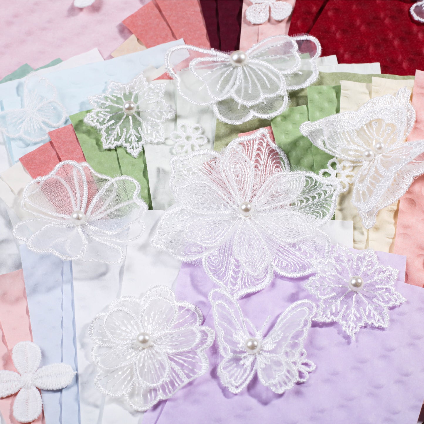 Pure White Series Lace Flowers Scrapbooking Paper