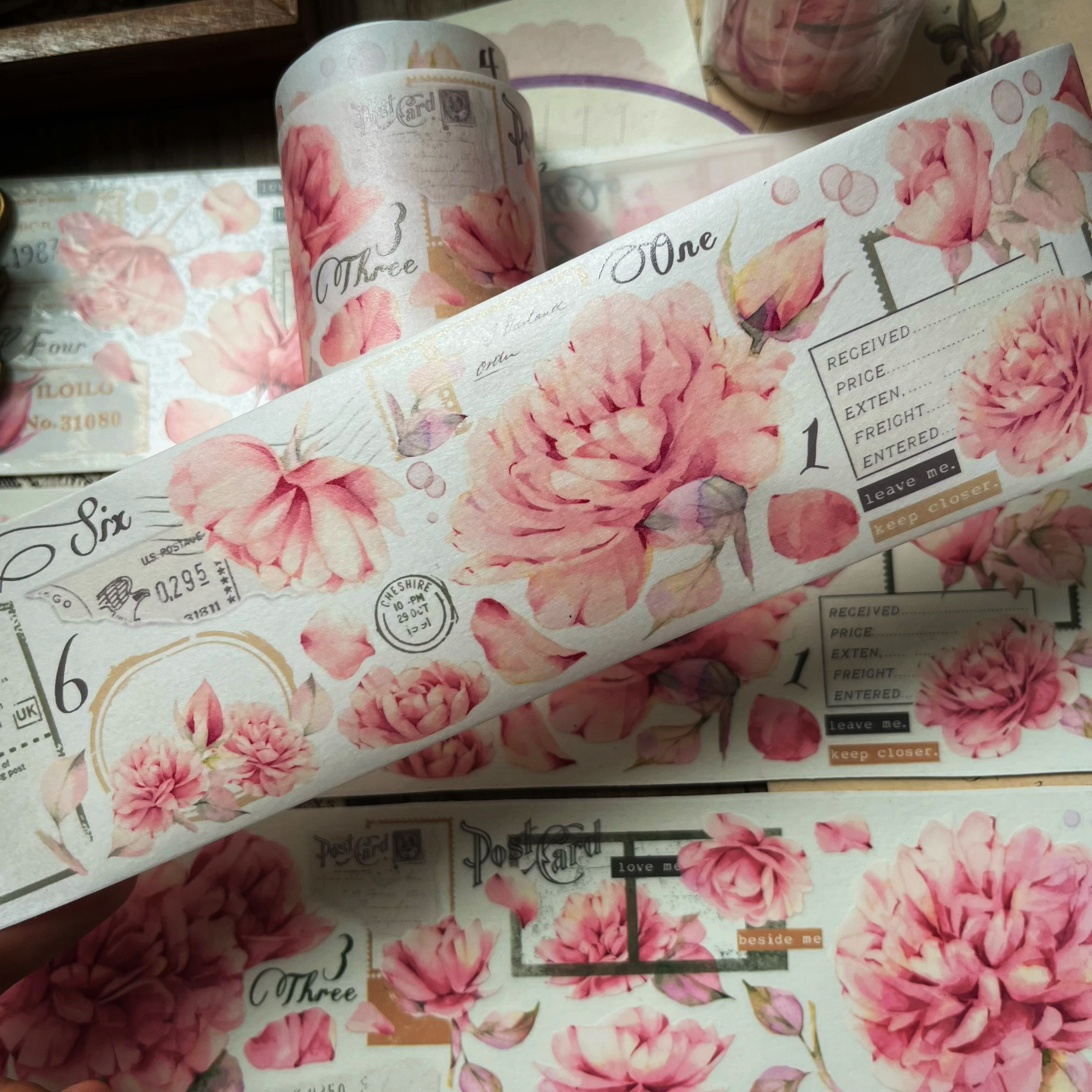 Vintage Pink Flower Tape