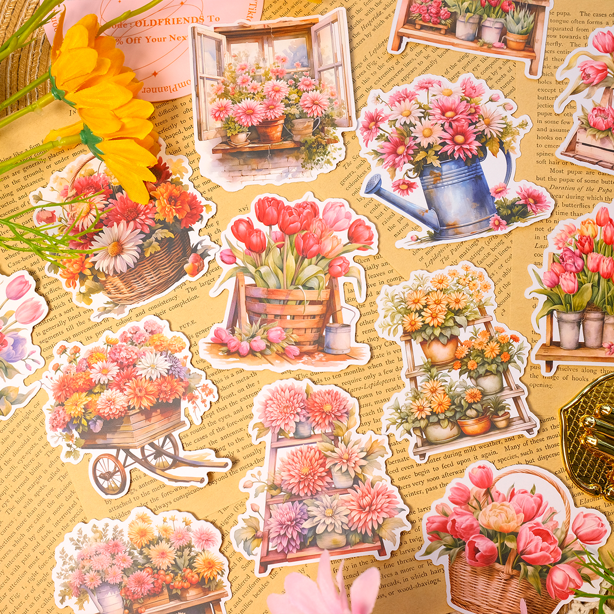 Flower Basket Stickers | MOOBOOM Design
