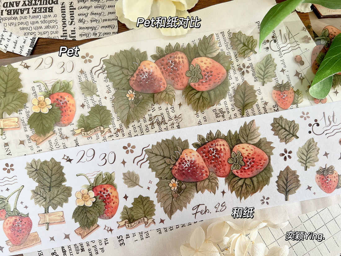 Strawberry PET Tape (5cm*100cm) for journaling and scrapbooking