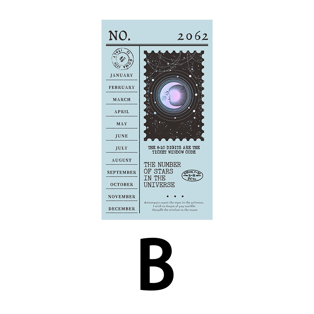 Stray Moon Laser Ticket For Scrapbooking / bujo / Card Making