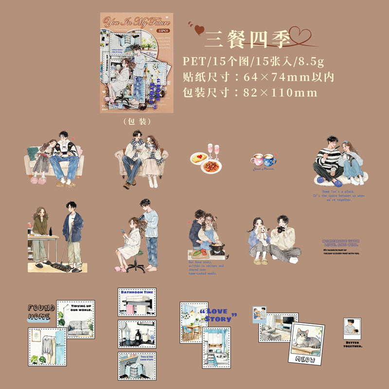 Life with You Couples Themed Character PET Stickers