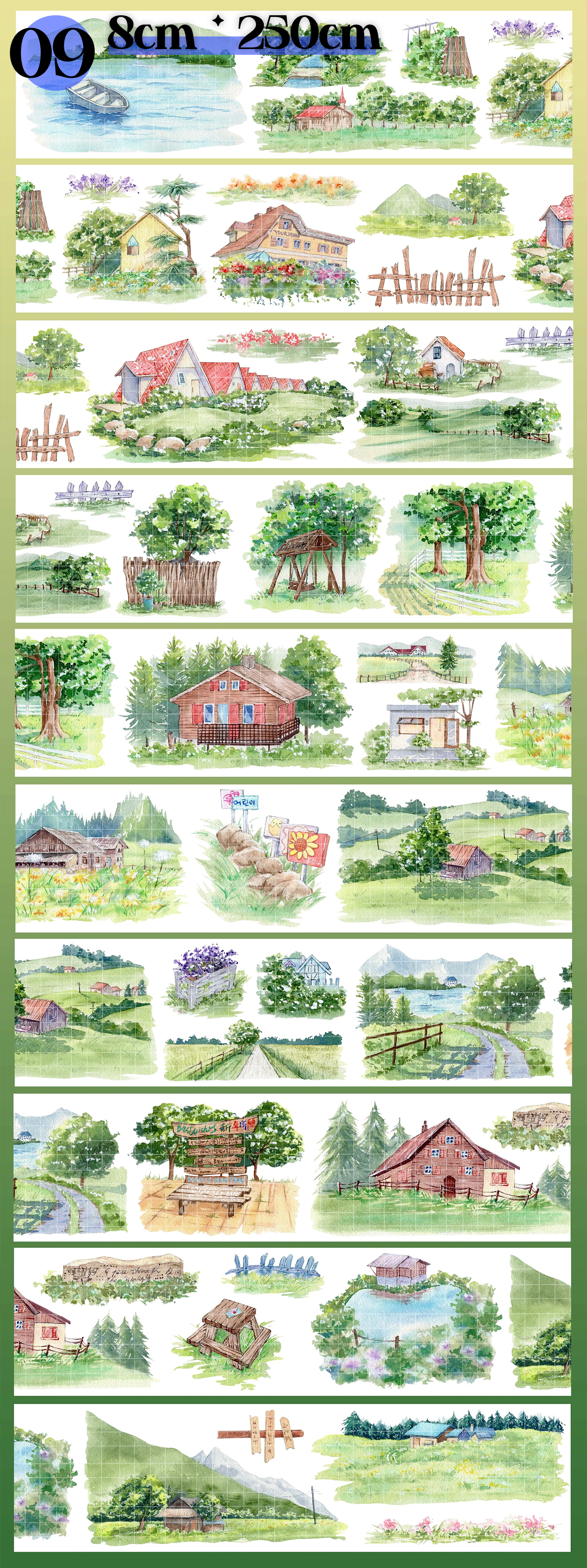 【BOBOYU】 City/Transport/Grassland/Castle Landscaping PET Tape