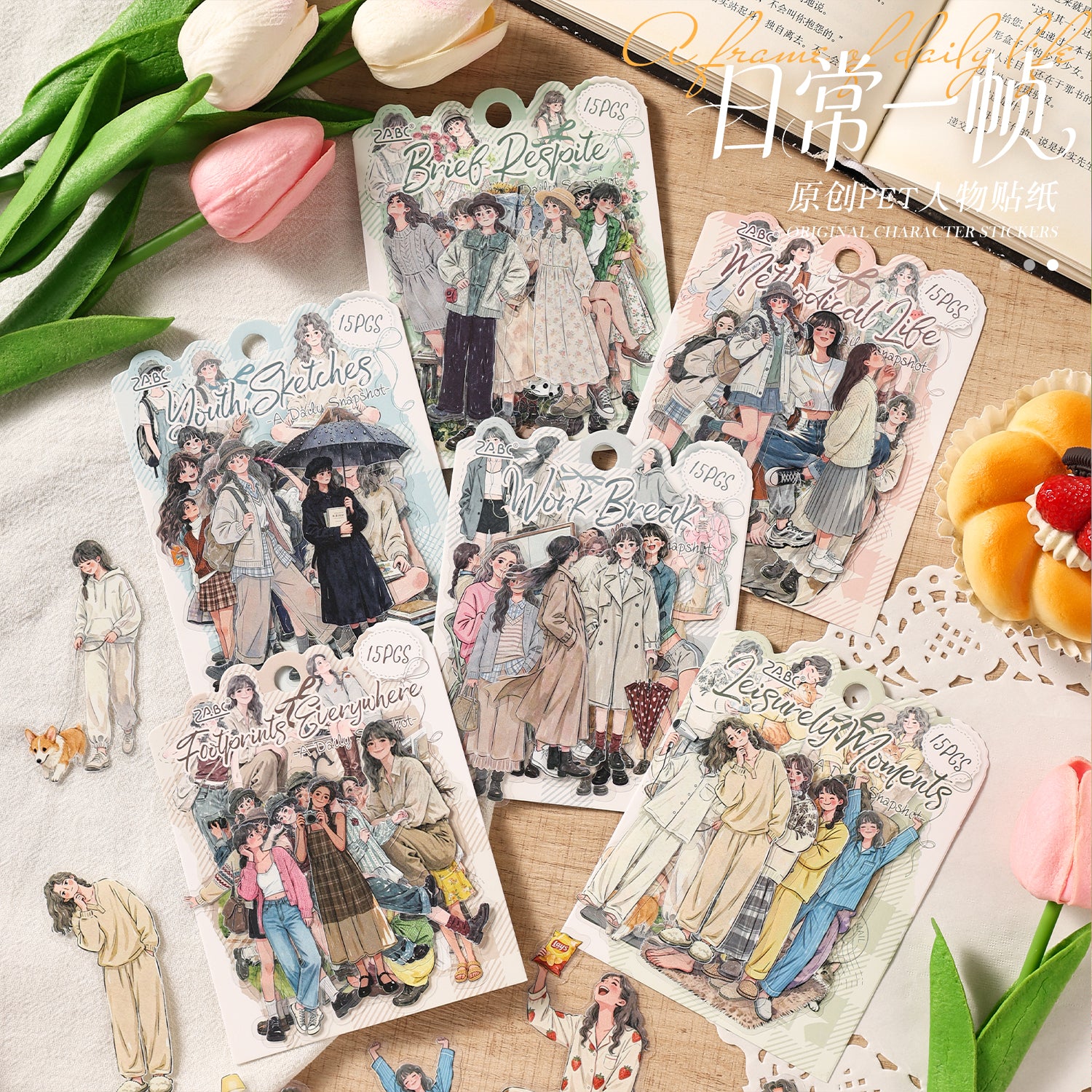 Everyday Life Girl Character Stickers