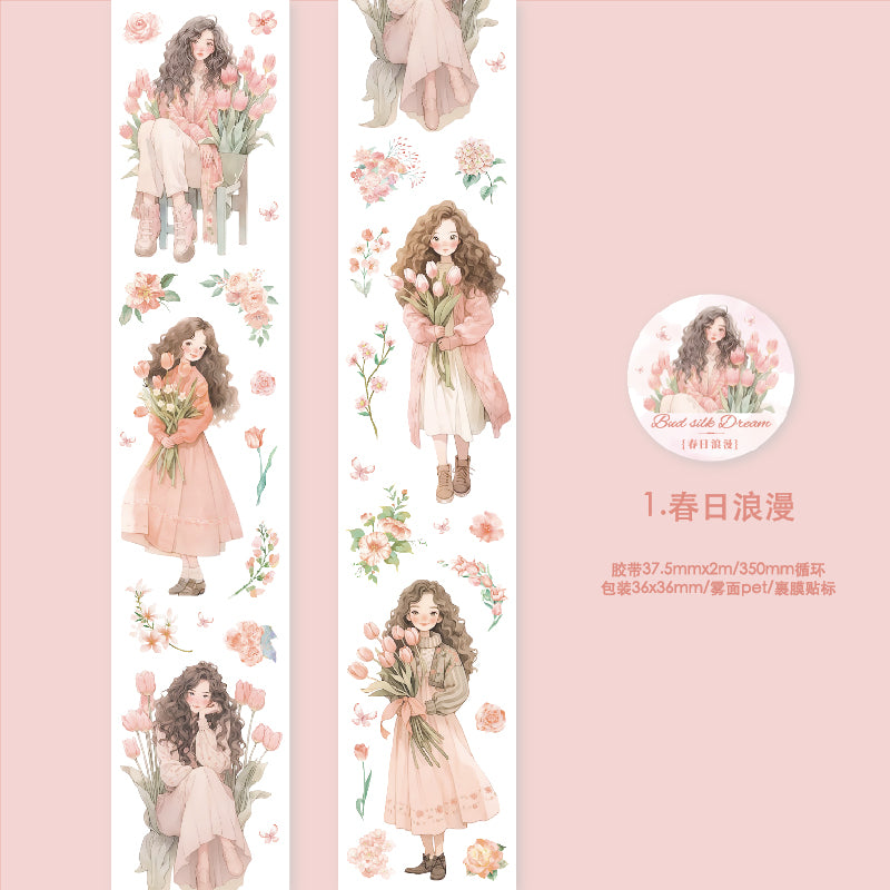 Girl Holding Flowers PET Tape