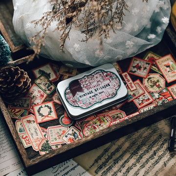 Vintage Christmas Tin Box Sticker
