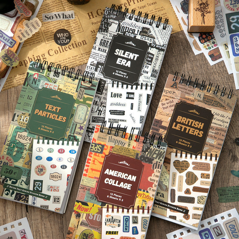 Vintage Text Pre-cut Sticker Book