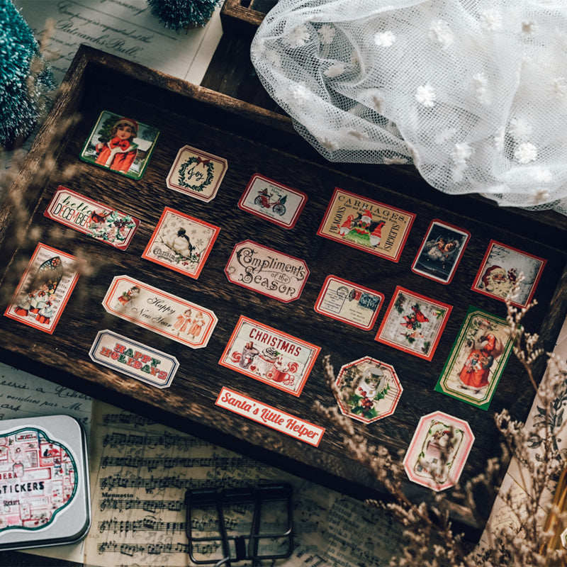 Vintage Christmas Tin Box Sticker